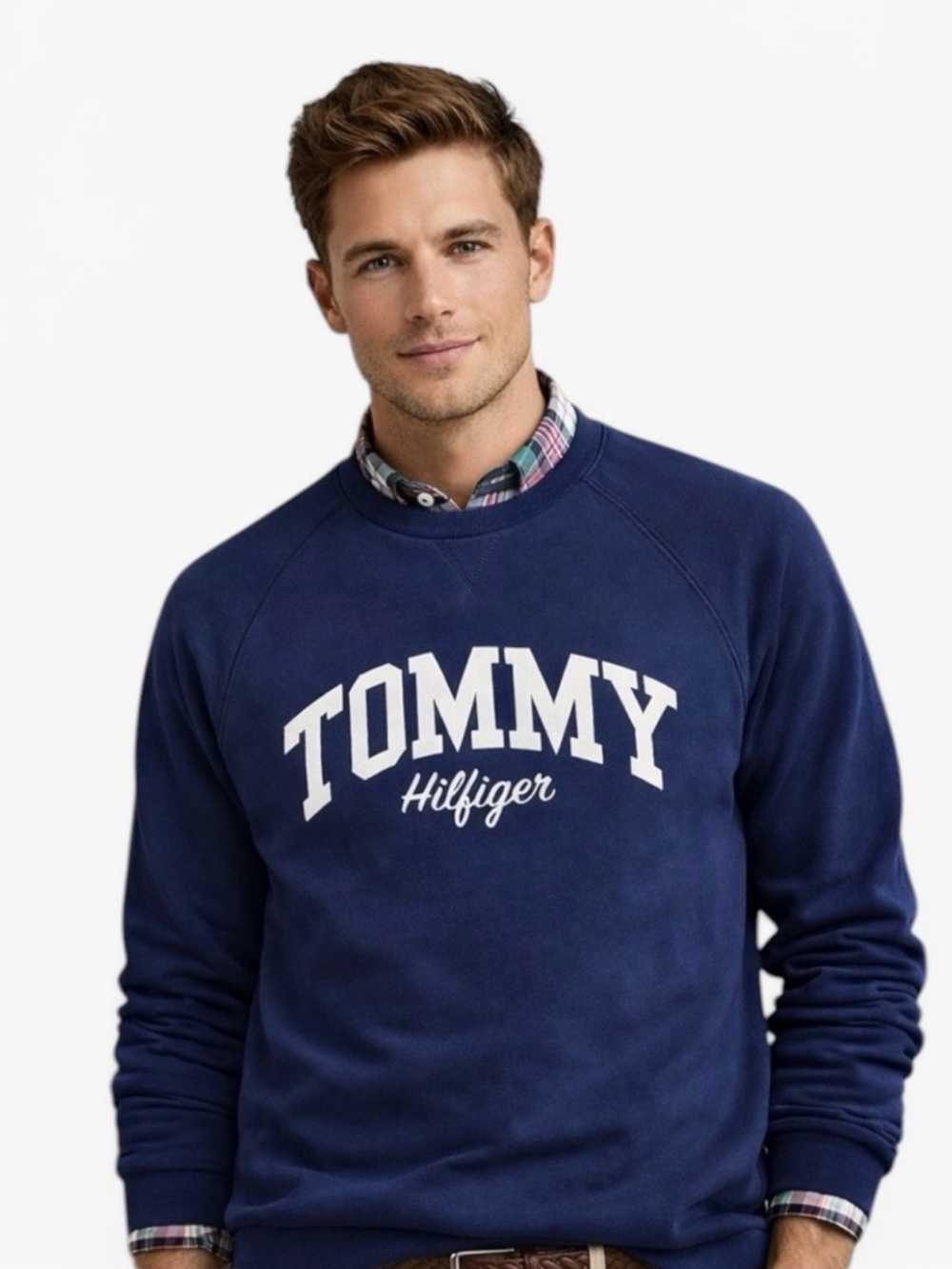 Tommy Hilfiger Navy Varsity Logo Crewneck Sweatshirt Sleepwear Mens Size MFleece